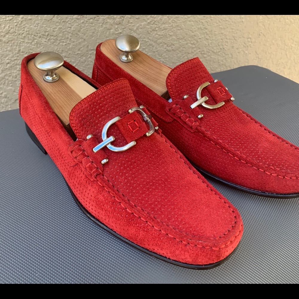 Men’s red suede Donald J Pliner shoes